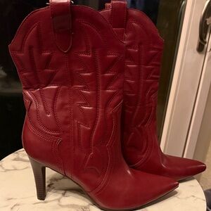 Indigo Red Pointed-Toe Western Heeled Boots